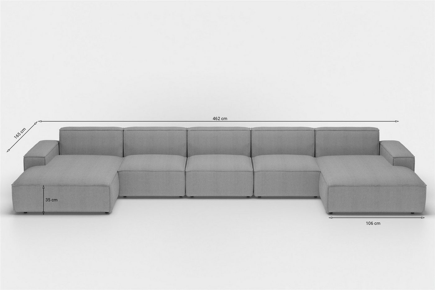 Fun Möbel Wohnlandschaft Sofa U-Form CELES PREMIUM XL in Stoff Scala, Breite 462 cm, inkl. 2 Zierkissen – Bild 3 von 3