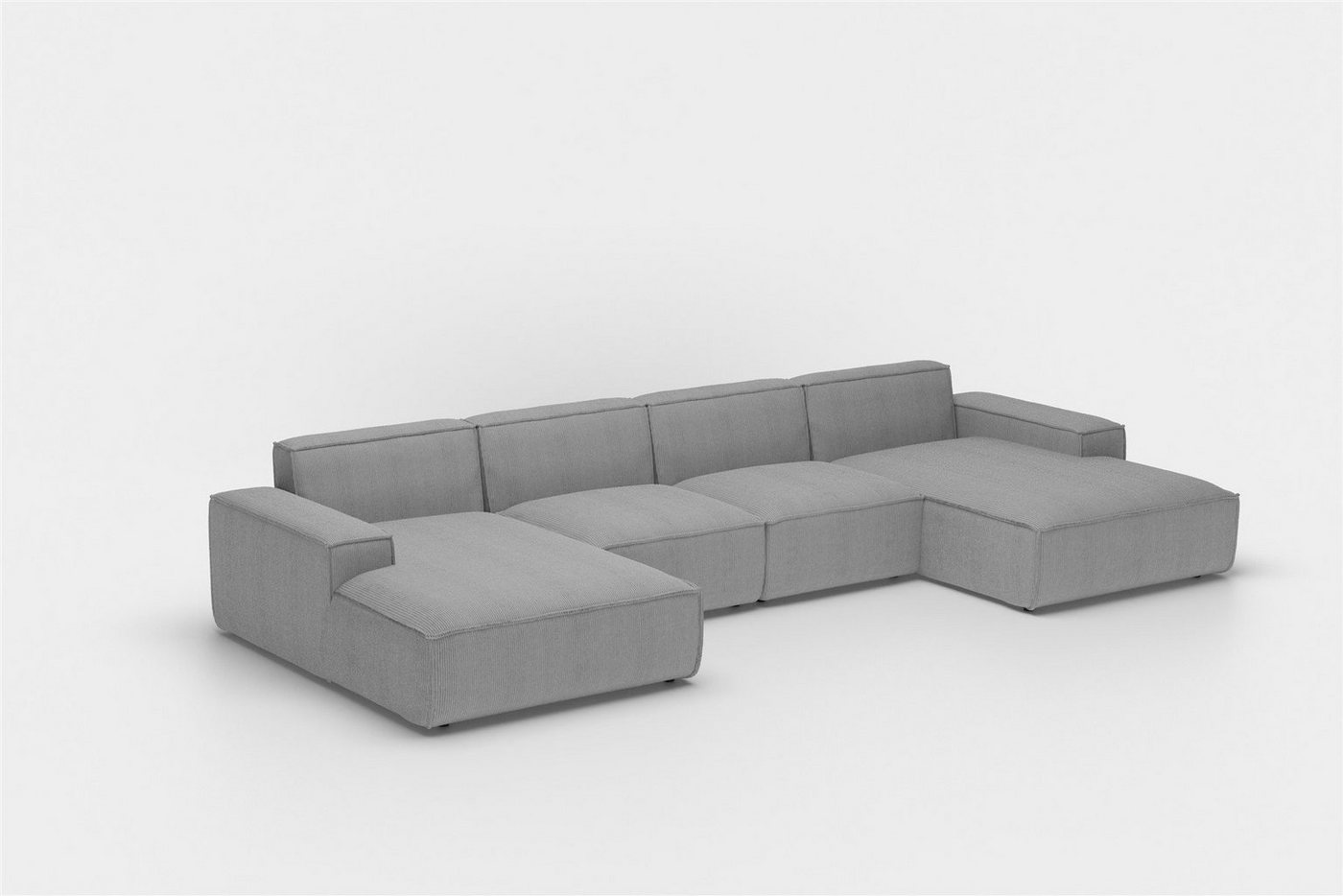 Fun Möbel Wohnlandschaft U-Form CELES PREMIUM Stoff Ascot Bukla oder Opera Velvet, Breite 379 cm, inkl. 2 Zierkissen – Bild 5 von 5