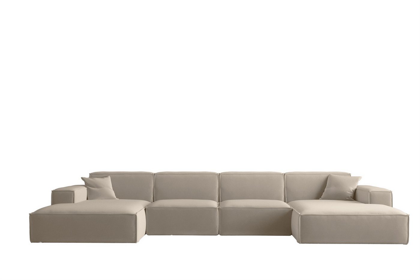 Fun Möbel Wohnlandschaft U-Form CELES PREMIUM Stoff Ascot Bukla oder Opera Velvet, Breite 379 cm, inkl. 2 Zierkissen – Bild 2 von 5