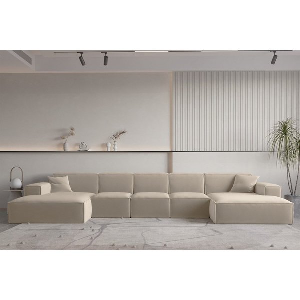 Fun Möbel Wohnlandschaft U-Form CELES PREMIUM XL, Breite 462 cm, inkl. 2 Zierkissen