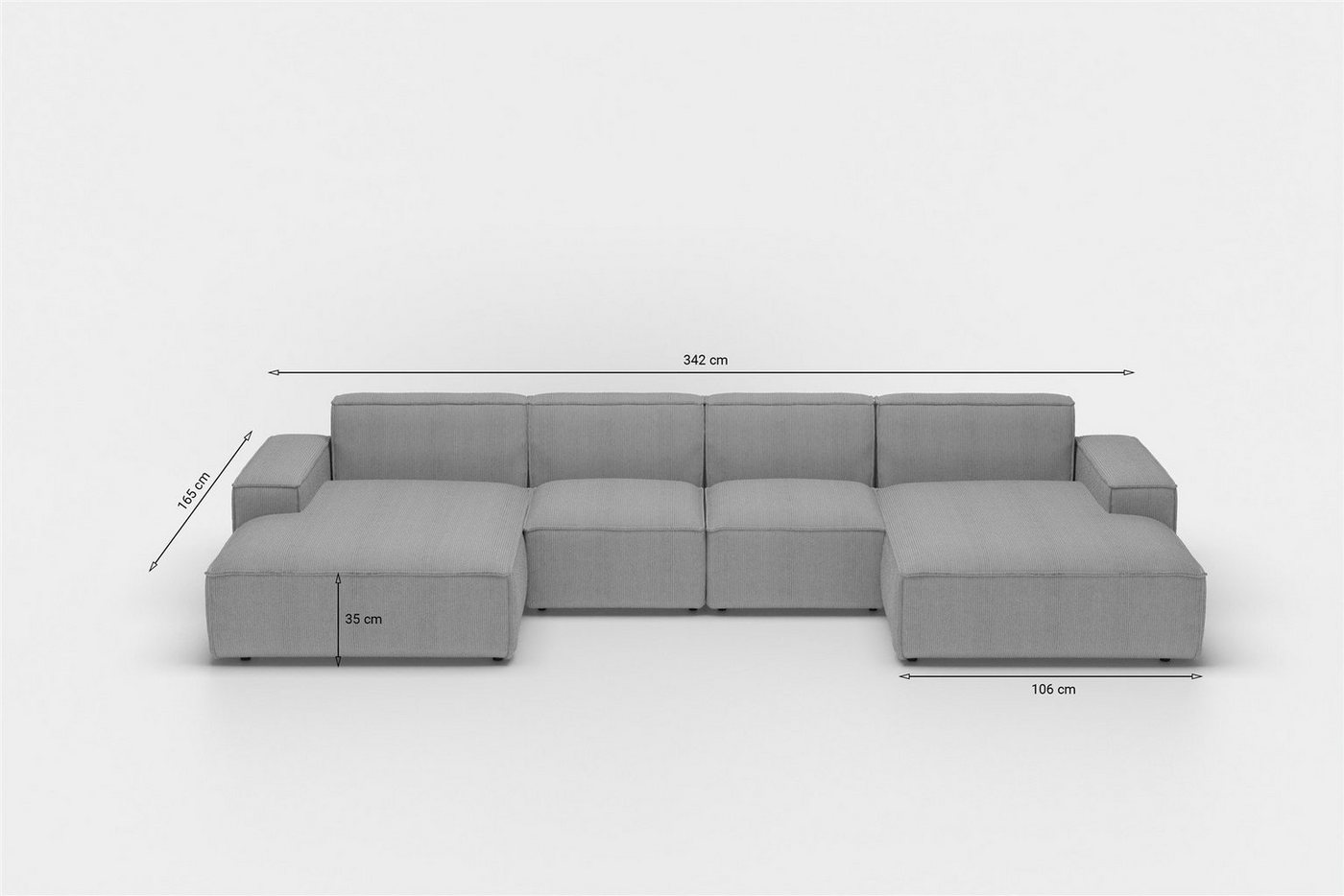 Fun Möbel Wohnlandschaft U-Form CELES PREMIUM XS, Breite 342 cm, inkl. 2 Zierkissen – Bild 5 von 5