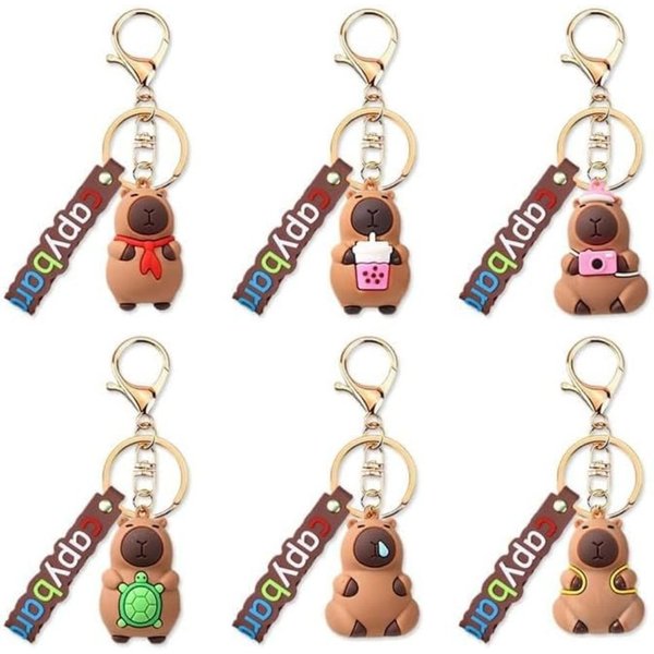 Fun Trading Schlüsselanhänger Set Capybara Schlüsselanhänger, Taschenanhänger 6er Set