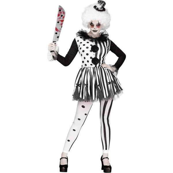 Fun World Clown-Kostüm Clown Pantomimin - Horror Halloween Kostüm Damen, Die bringt Dich schon nicht um, die tut nur so!