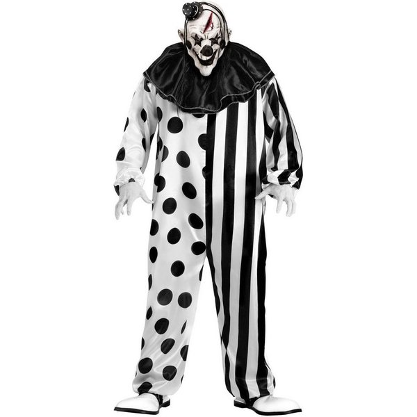 Fun World Clown-Kostüm Killer Clown Karneval Faschingskostüm Herren Damen, Furchteinflößendes Clownskostüm mit passender Maske