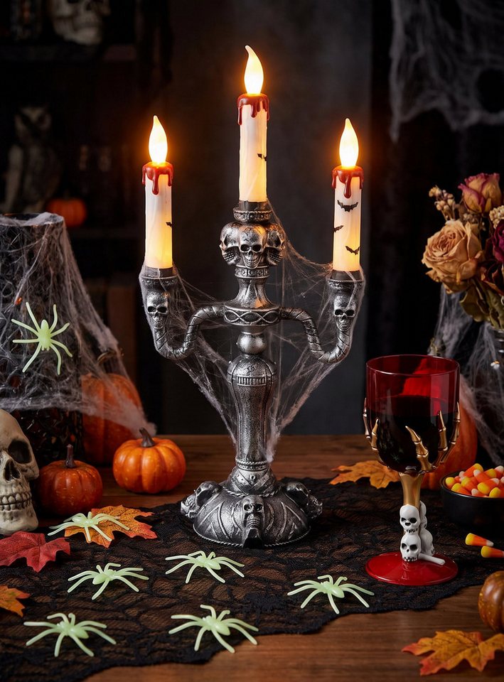 Fun World Dekoobjekt Gothic LED Kerzenständer - Halloween deko, Halloween deko – Bild 3 von 3