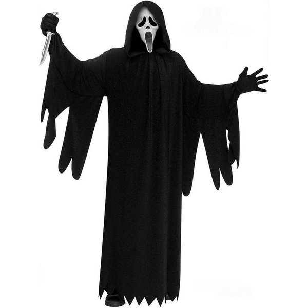 Fun World Kostüm Scream Ghostface Horror Halloween Kostüm mit Maske, Kostüm des Killergespensts zum 25. Jubiläum des Kinofilms