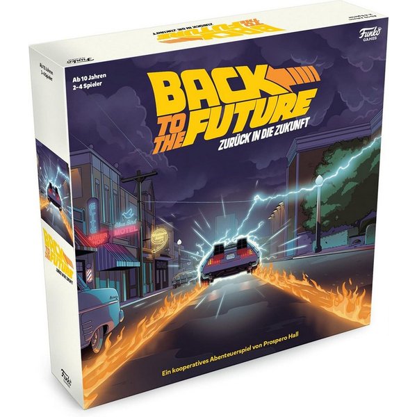 Funko Spiel Back to the Future (deutsch), Brettspiel, Enthält DeLorean-Zeitmaschine und 7 Miniaturen