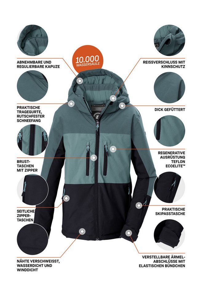 Killtec Funktionsjacke KOW 174 BYS JCKT Killtec Kids Jacke: Wasserdicht, reflektierend, abnehmbare Kapuze – Bild 5 von 5