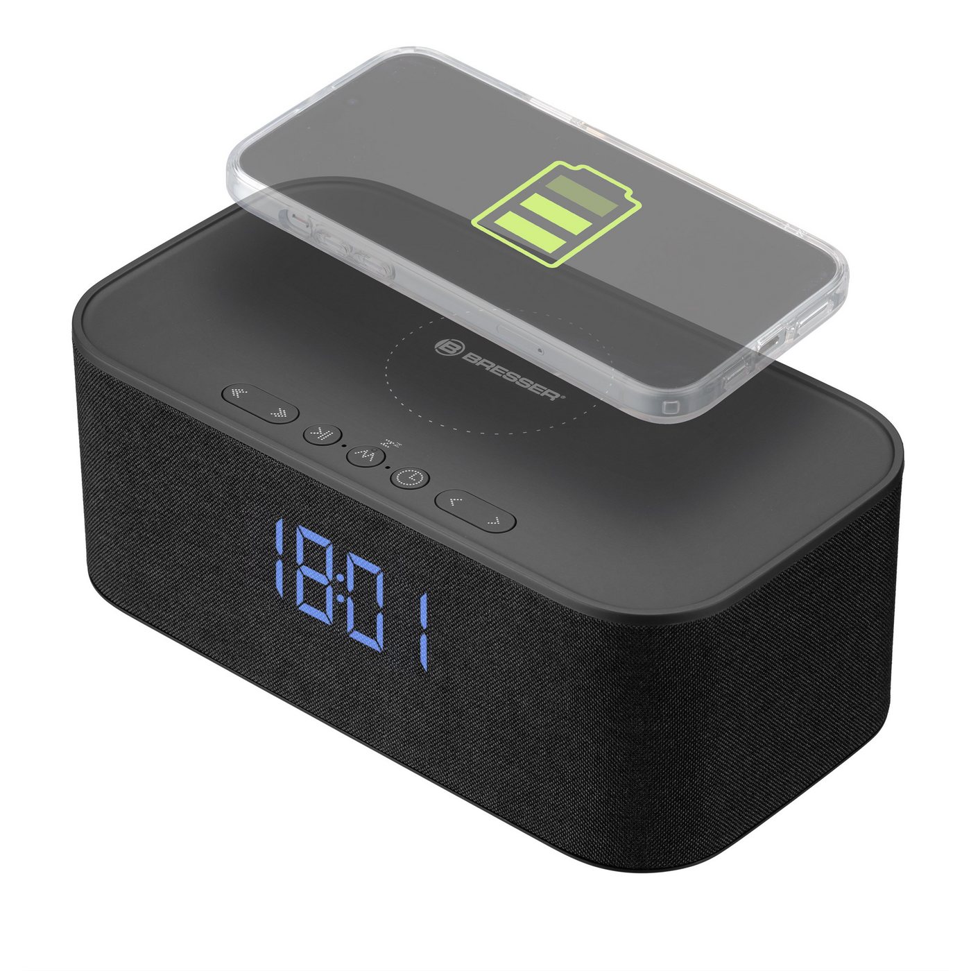 BRESSER Funkwecker BRESSER Bluetooth Stereo-Lautsprecher mit Weck- und Ladefunktion – Bild 2 von 5