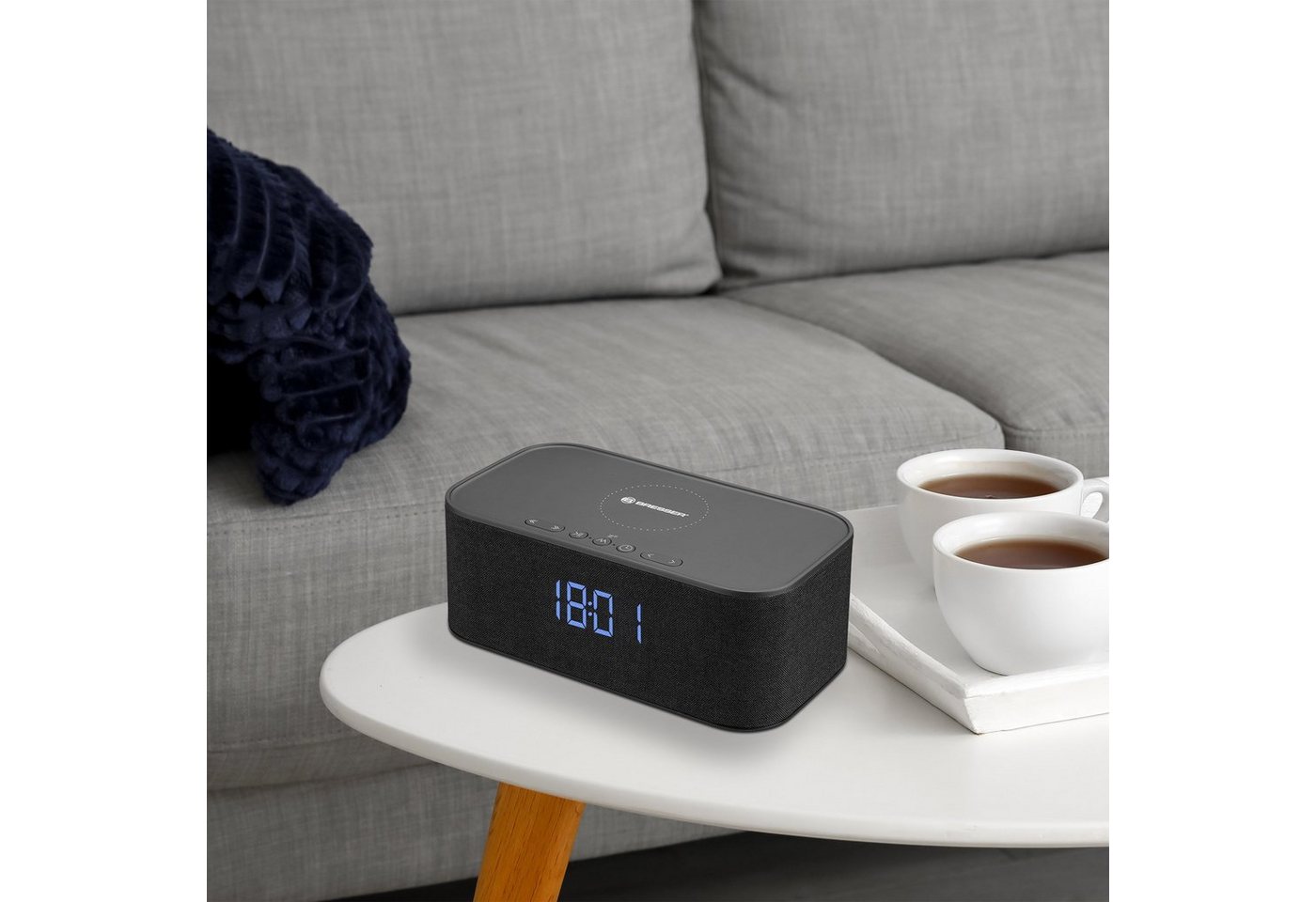 BRESSER Funkwecker BRESSER Bluetooth Stereo-Lautsprecher mit Weck- und Ladefunktion – Bild 4 von 5