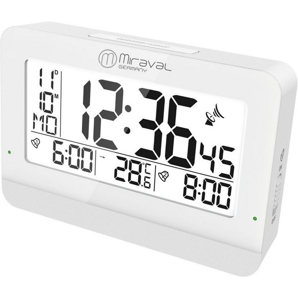 Miraval Funkwecker Miraval digitaler LCD-Funkwecker Datum Temperatur 2 Alarme Hintergrundbeleuchtung Digital Funkuhr