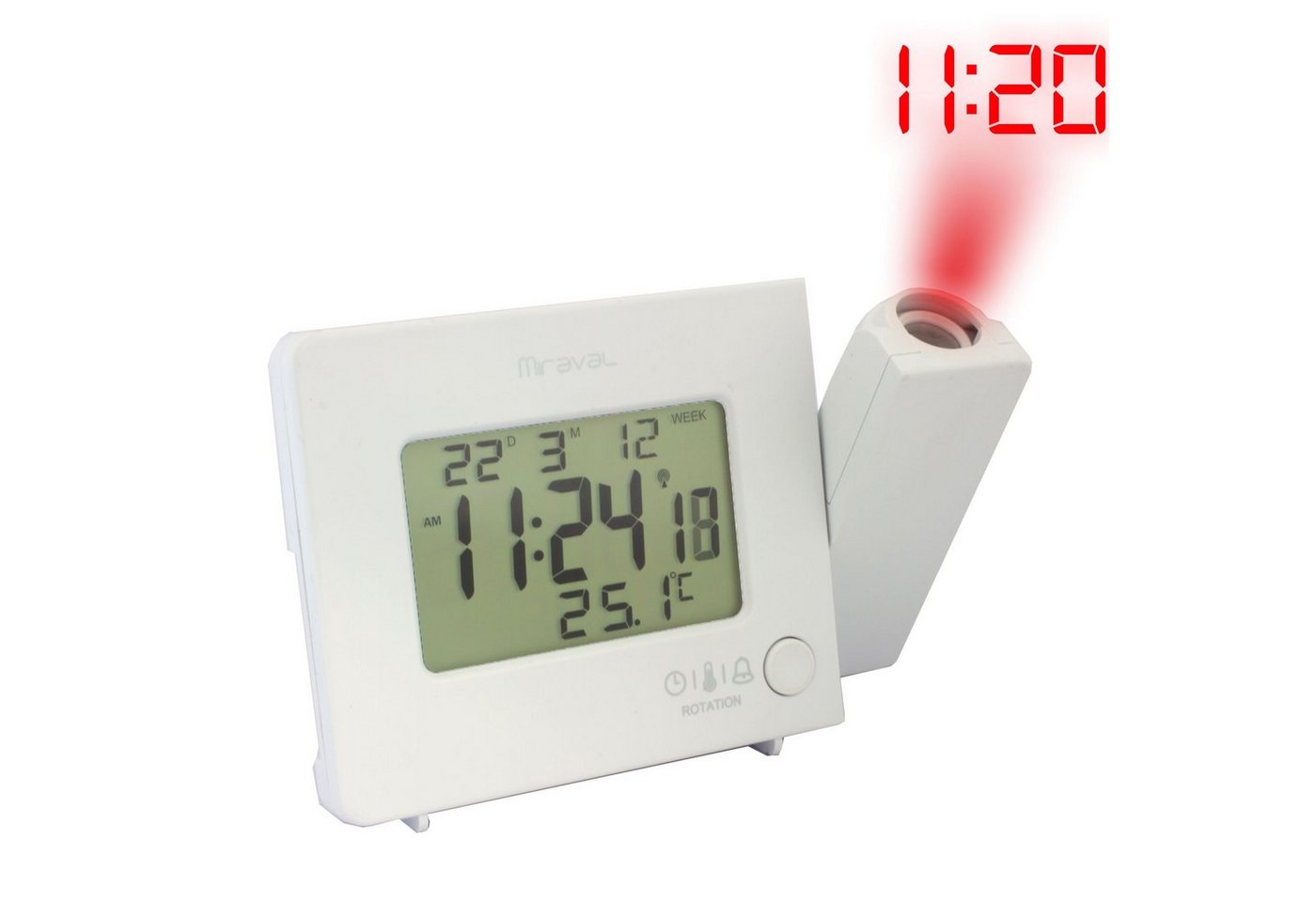 Miraval Funkwecker Miraval Funk-Projektionswecker Funkwecker USB 2 Alarme Temperatur Projektion, Funkwecker, Snooze, USB-Ladefunktion – Bild 2 von 5