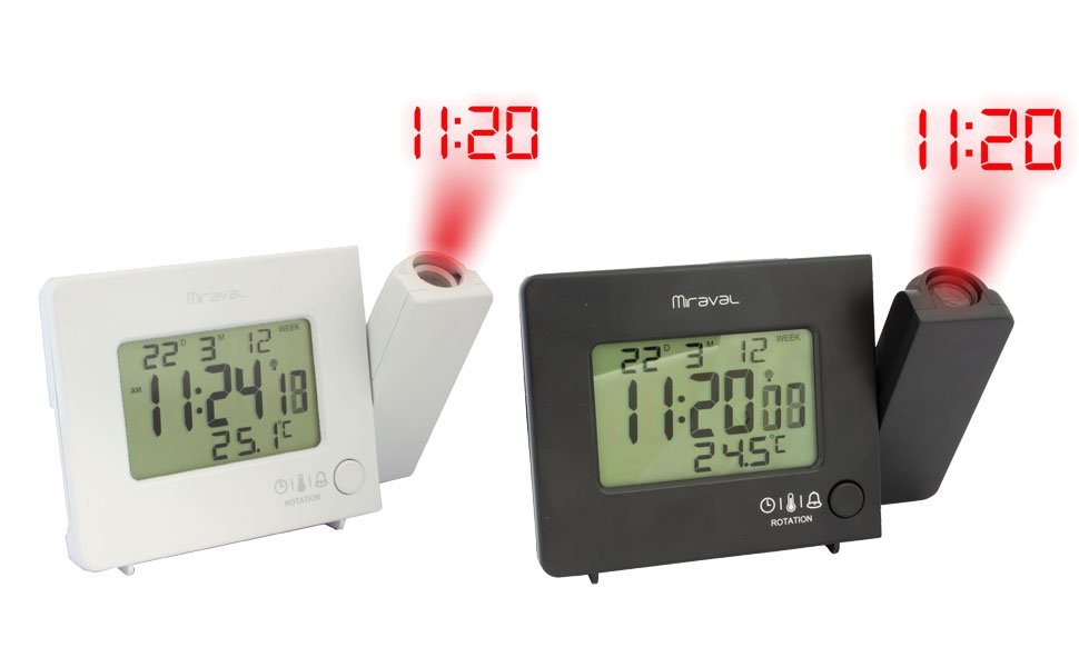 Miraval Funkwecker Miraval Funk-Projektionswecker Funkwecker USB 2 Alarme Temperatur Projektion, Funkwecker, Snooze, USB-Ladefunktion – Bild 3 von 5