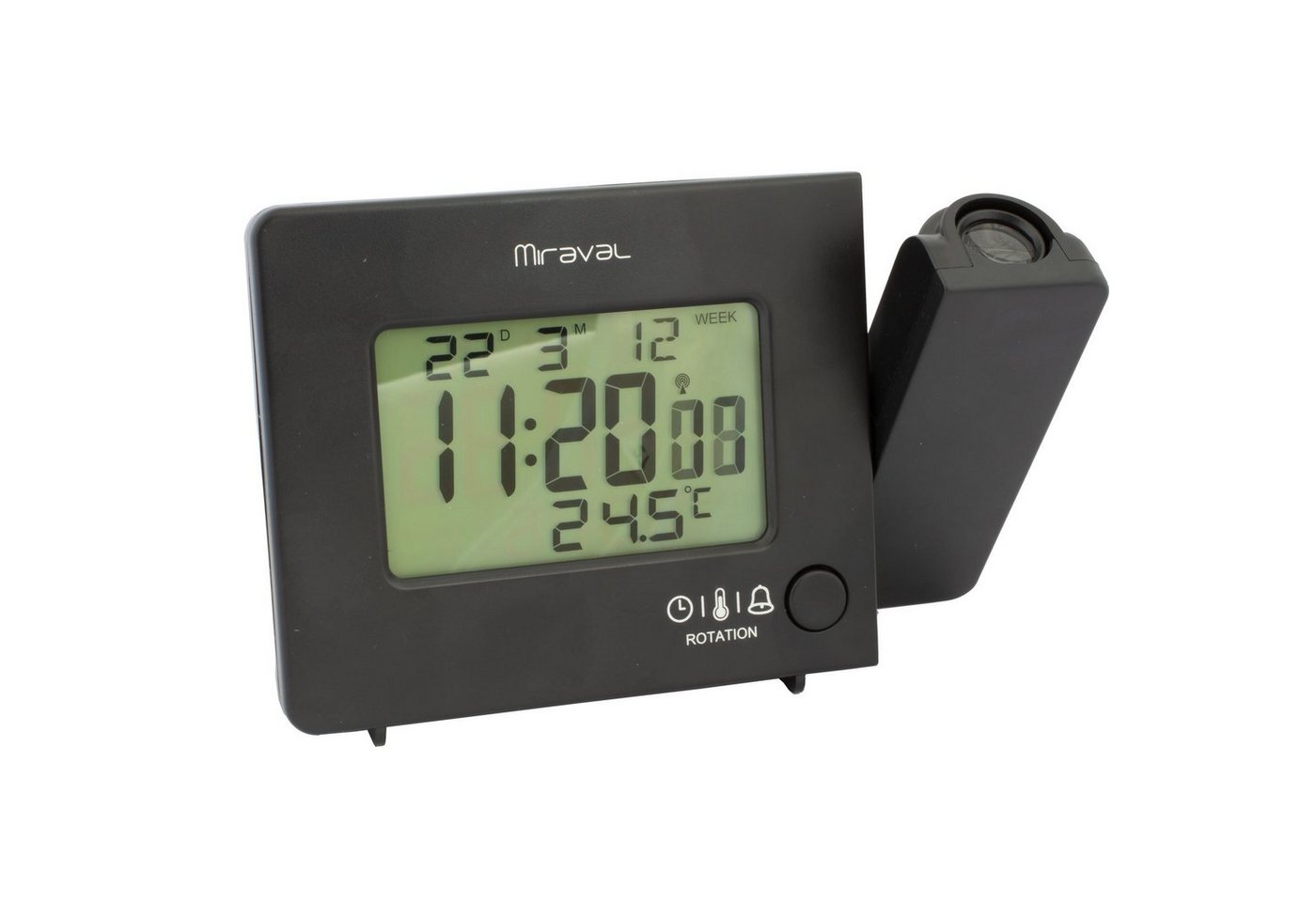 Miraval Funkwecker Miraval Funk-Projektionswecker Funkwecker USB 2 Alarme Temperatur Projektion, Funkwecker, Snooze, USB-Ladefunktion – Bild 4 von 5