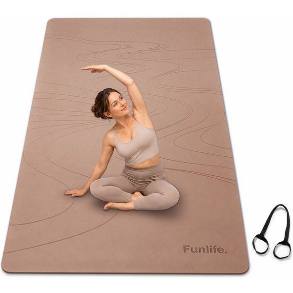 FunLife Yogamatte EXTRA WIDE 80 CM – einzeln oder mit 3 Widerstandsbändern (Set, Yogamatte, Tragegurt), extra breit, 8 mm gepolstert, rutschhemmend