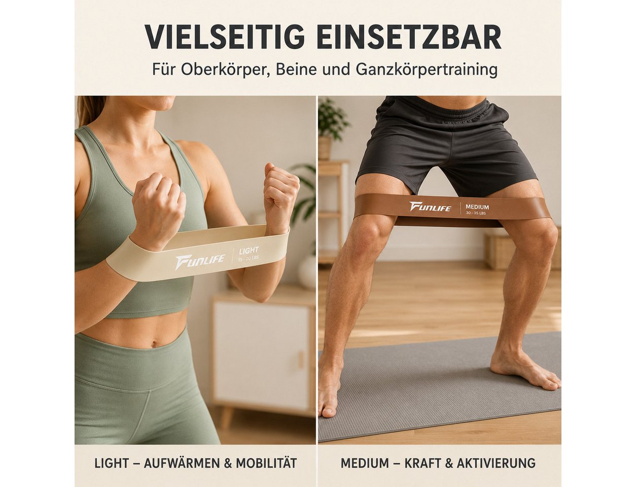 FunLife Yogamatte EXTRA WIDE 80 CM – einzeln oder mit 3 Widerstandsbändern (Set, Yogamatte, Tragegurt), extra breit, 8 mm gepolstert, rutschhemmend – Bild 5 von 5