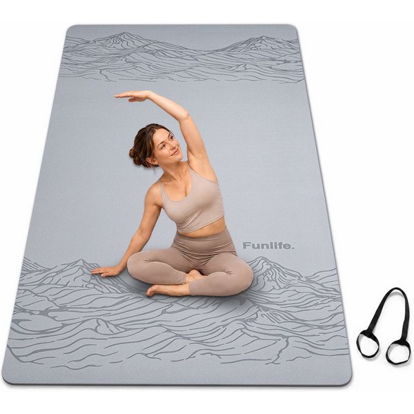 FunLife Yogamatte EXTRA WIDE 80 CM – einzeln oder mit 3 Widerstandsbändern (Set, Yogamatte, Tragegurt), extra breit, 8 mm gepolstert, rutschhemmend