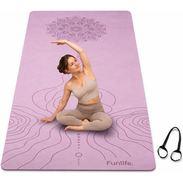 FunLife Yogamatte EXTRA WIDE 80 CM – einzeln oder mit 3 Widerstandsbändern (Set, Yogamatte, Tragegurt), extra breit, 8 mm gepolstert, rutschhemmend