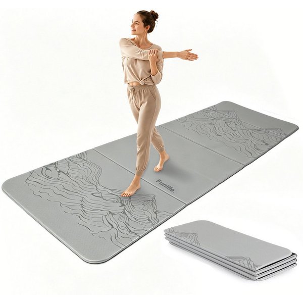 FunLife Yogamatte FOLD Design-Edition – Einzelmatte oder Set mit 3 Fitnessbändern (Einzelmatte), 10 mm dick, faltbar, platzsparend, 190 × 66 cm