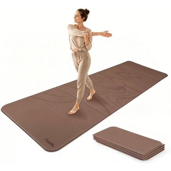 FunLife Yogamatte FOLD Design-Edition – Einzelmatte oder Set mit 3 Fitnessbändern (Einzelmatte), 10 mm dick, faltbar, platzsparend, 190 × 66 cm
