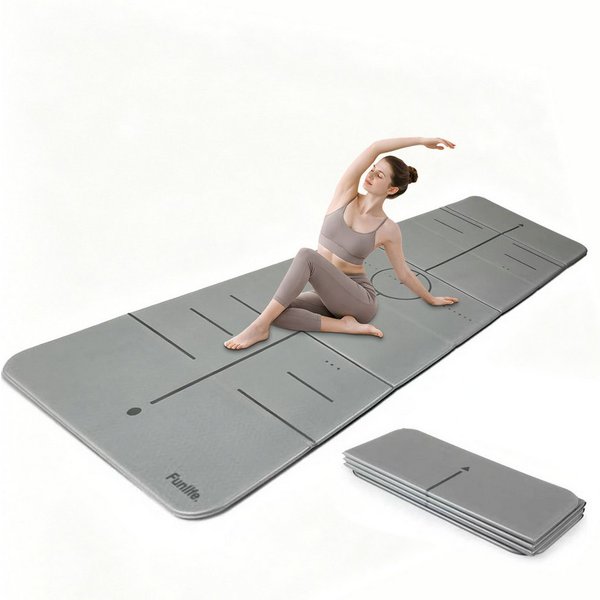 FunLife Yogamatte FOLD Design-Edition – Einzelmatte oder Set mit 3 Fitnessbändern (Einzelmatte), 10 mm dick, faltbar, platzsparend, 190 × 66 cm