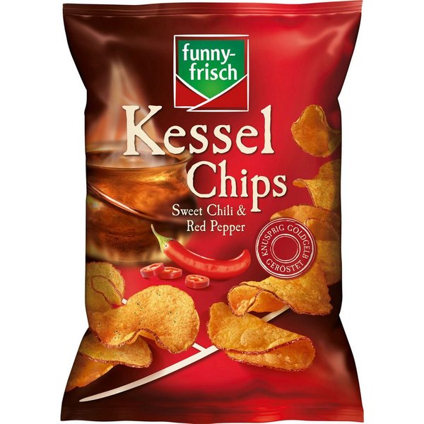 funny-frisch Knabberei, funny frisch Kessel Chips Sweet Chilli und Red Pepper vegan 120g