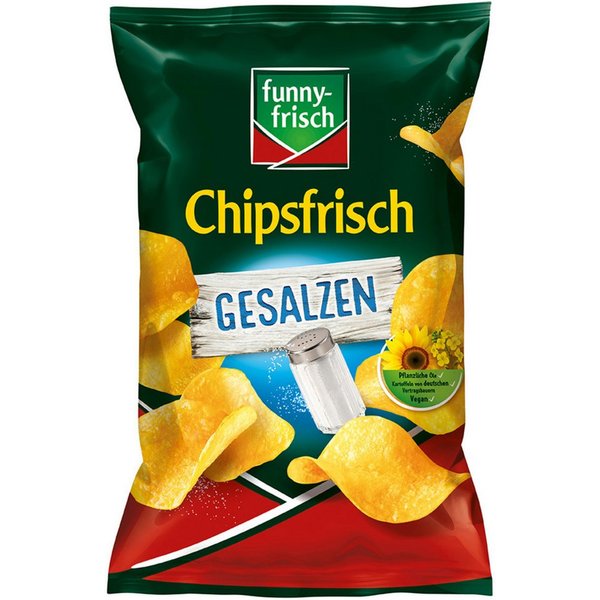 funny-frisch Knabberei, funny frisch Chipsfrisch gesalzen Kartoffelgenuss mit Salz 150g