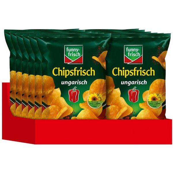 funny-frisch Knabberei, funny frisch Chipsfrisch ungarisch mit rauchigem Paprika 40g 12er Pack