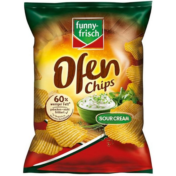 funny-frisch Knabberei, funny-frisch Ofen Chips Sour Cream knuspriger Kartoffelgenuss 115g