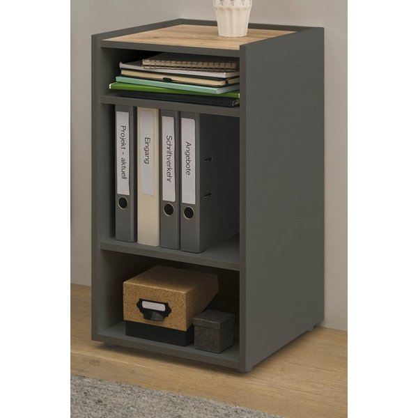 Furn.Design Container Center (Büroregal in grau matt mit Wotan Eiche, 40 x 70 cm) Schreibtischhöhe