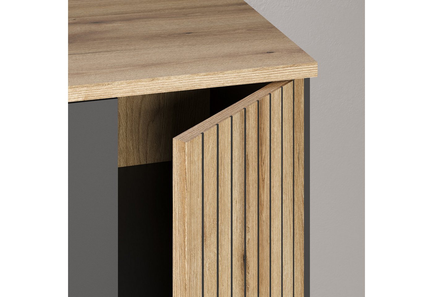 Furn.Design Garderoben-Set Avila, (in grau/Anthrazit mit Evoke Eiche Staboptik, Komplett-Set 6-teilig), variable Inneneinteilung – Bild 3 von 5