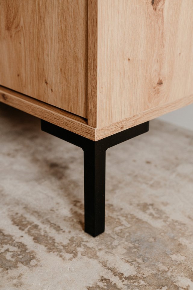 Furn.Design Kommode Bastia (Sideboard in Eiche Artisan, 3 Schubladen, 2-türig, 120 x 87 cm), mit viel Stauraum – Bild 3 von 5