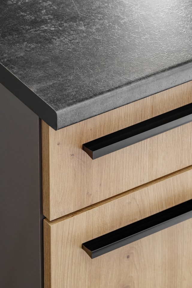 Furn.Design Küchenzeile Smart, (Set 7-teilig in Eiche Artisan und Grau, Breite 220 cm), verschiedene Stellmöglichkeiten – Bild 3 von 5