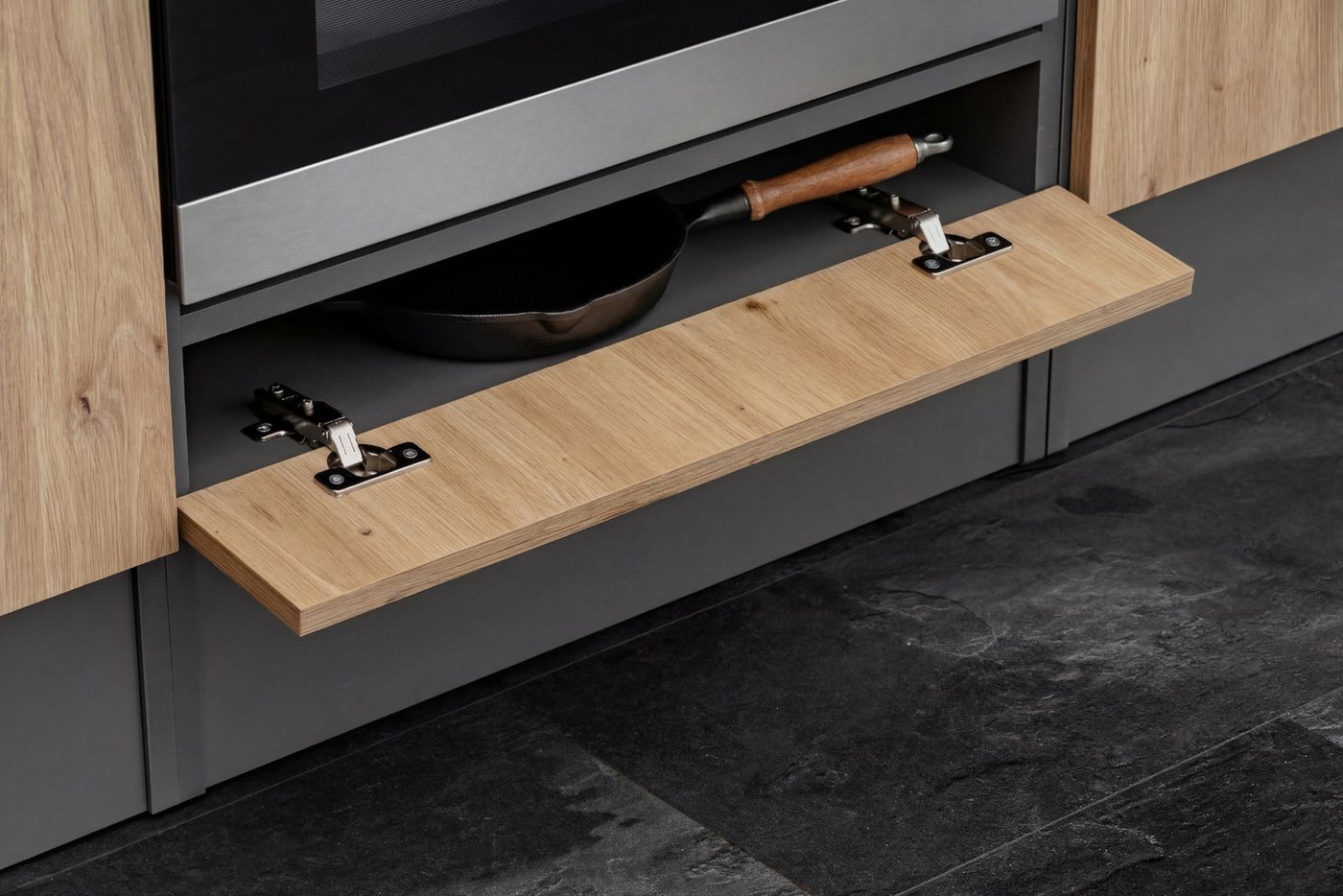 Furn.Design Küchenzeile Smart, (Set 7-teilig in Eiche Artisan und Grau, Breite 220 cm), verschiedene Stellmöglichkeiten – Bild 5 von 5