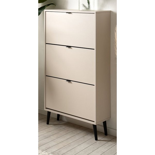 Furn.Design Schuhkipper Aldan (Schuhschrank in Samt, 70 x 125 cm), mit 3 Klappen / 6 Schuhfächer