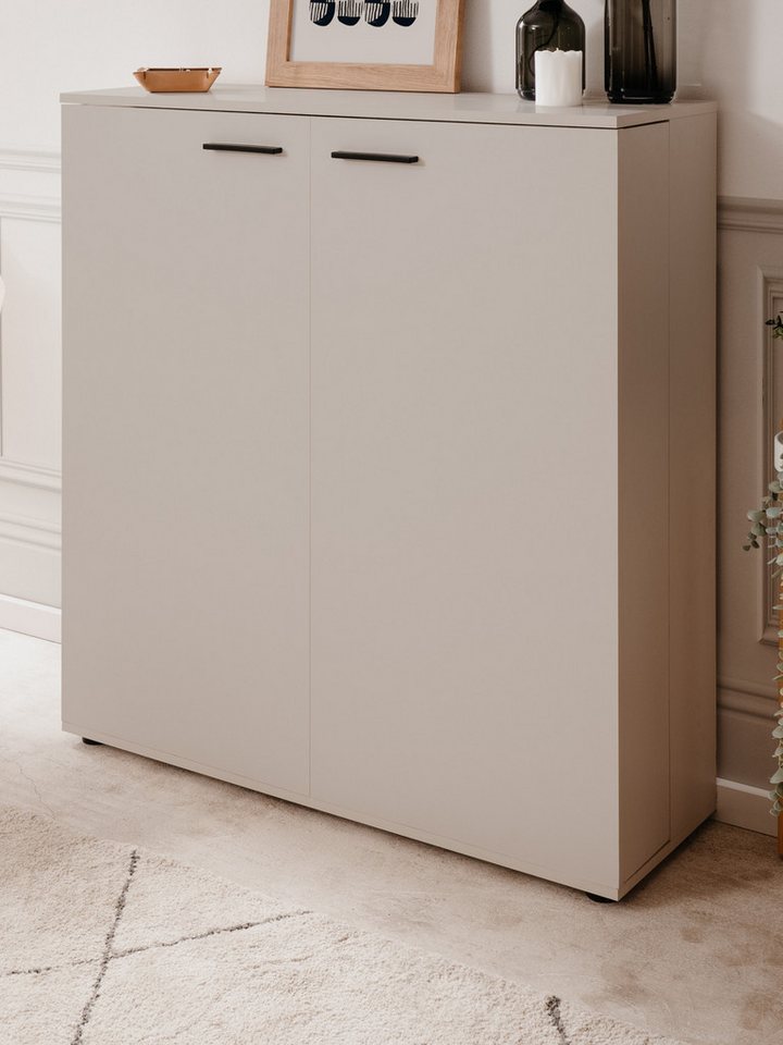 Furn.Design Schuhschrank Logu (Kommode in Samt, ausklappbar, 100 x 110 cm) bis zu 24 Paar Schuhe – Bild 2 von 5