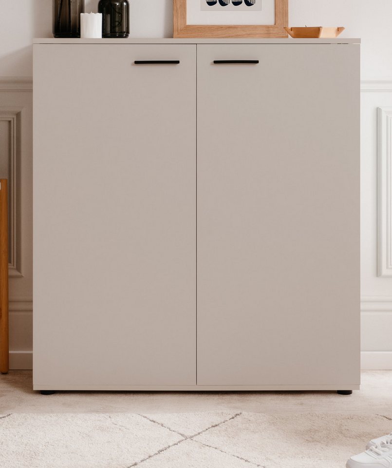 Furn.Design Schuhschrank Logu (Kommode in Samt, ausklappbar, 100 x 110 cm) bis zu 24 Paar Schuhe – Bild 3 von 5
