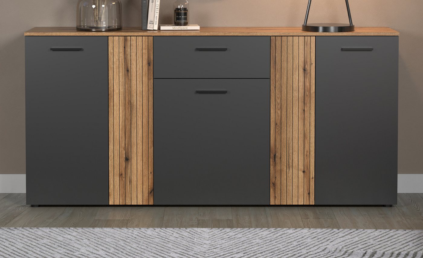 Furn.Design Sideboard Avila (Sideboard in grau mit Evoke Eiche, 181 x 86 cm), mit Staboptik – Bild 2 von 5