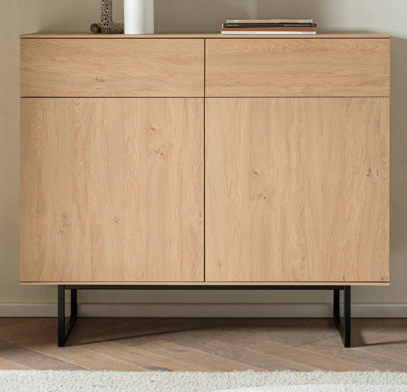 Furn.Design Sideboard Breda (Kommode in Eiche Dekor, 115 x 98 cm), mit Push-To-Open-Funktion – Bild 2 von 5