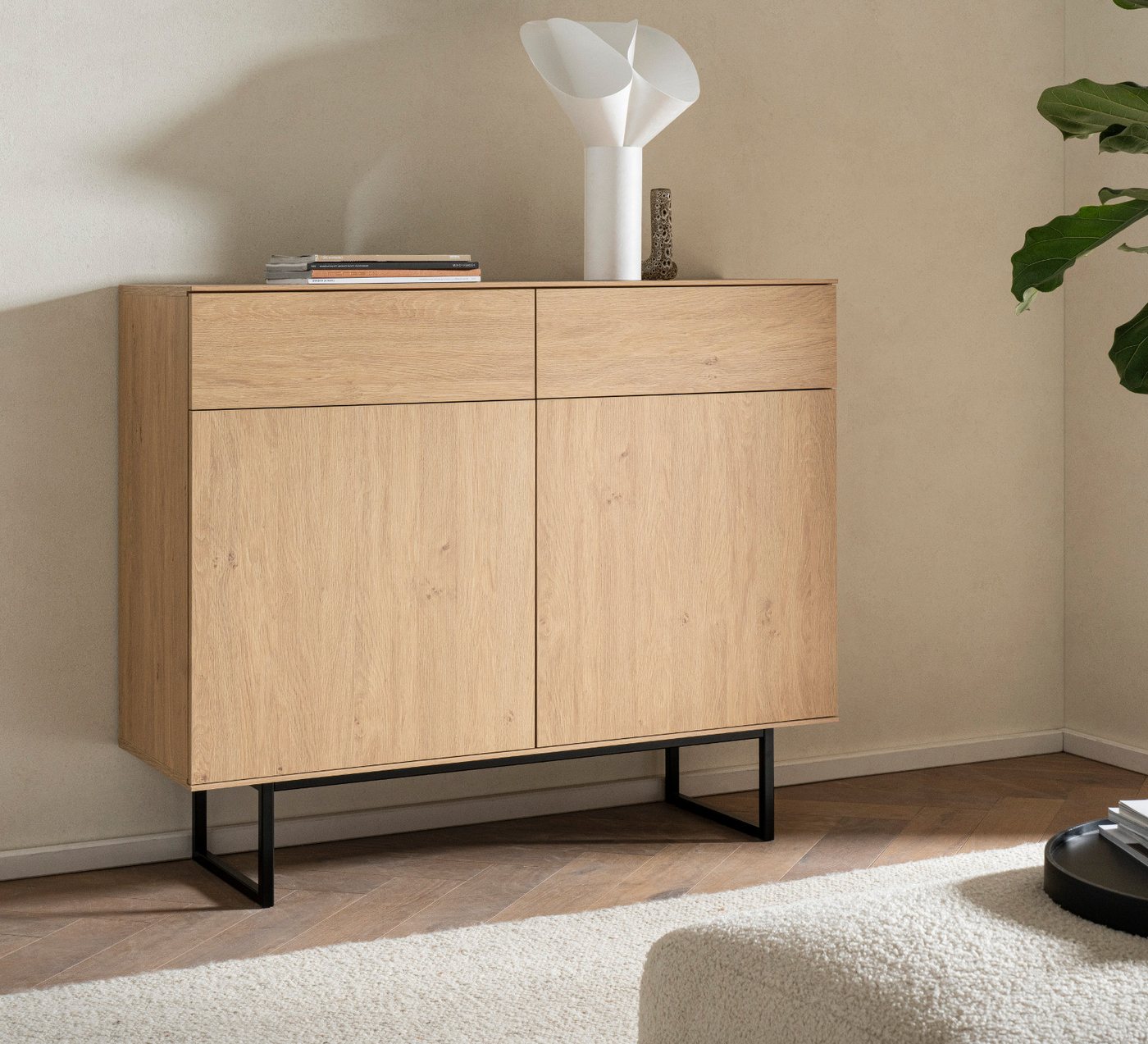 Furn.Design Sideboard Breda (Kommode in Eiche Dekor, 115 x 98 cm), mit Push-To-Open-Funktion – Bild 3 von 5