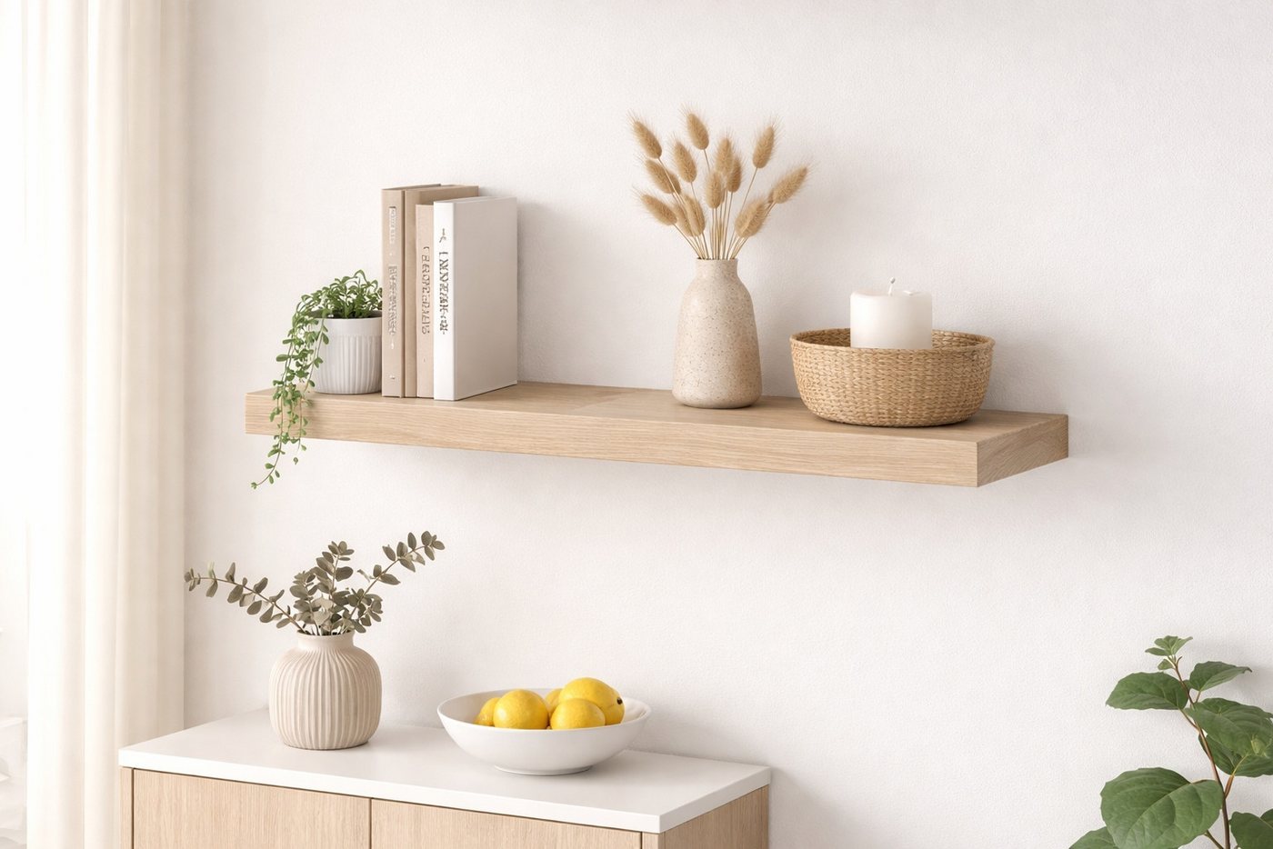 FURNARO Wandboard, in eiche sägerau B/H/T: 90x4x24 cm – Bild 2 von 2