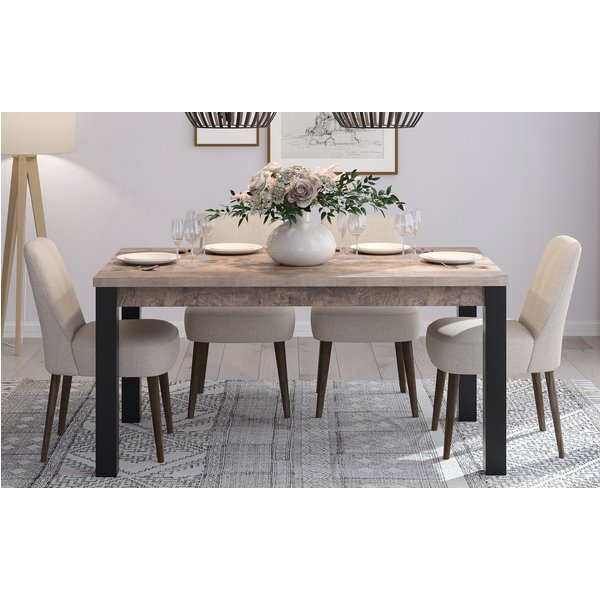 Furnhaus Esstisch Esstisch Emile, 160 x 90, Eiche Tabak / Schwarz (no-Set)