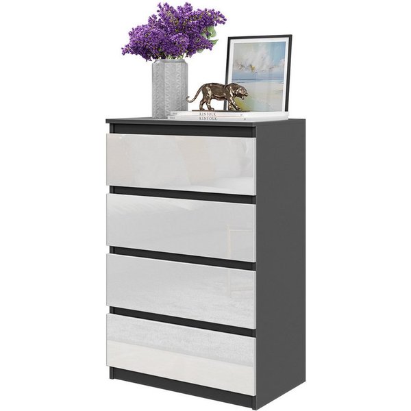 Furnica Kommode GABRIEL 4 Schubladen - Anthrazit Grau H92cm B60cm T33cm