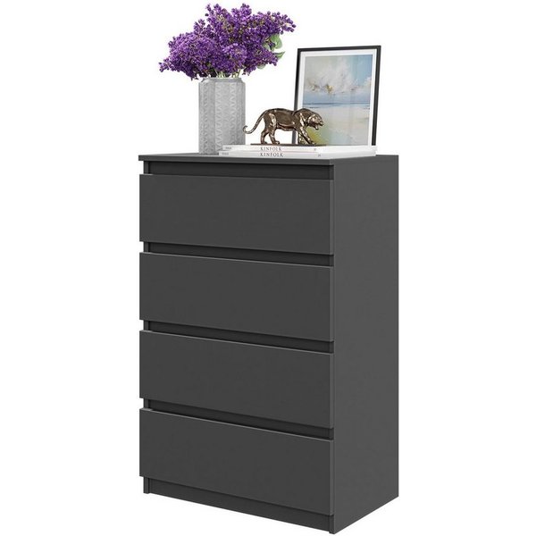 Furnica Kommode GABRIEL 4 Schubladen - Anthrazit Grau H92cm B60cm T33cm