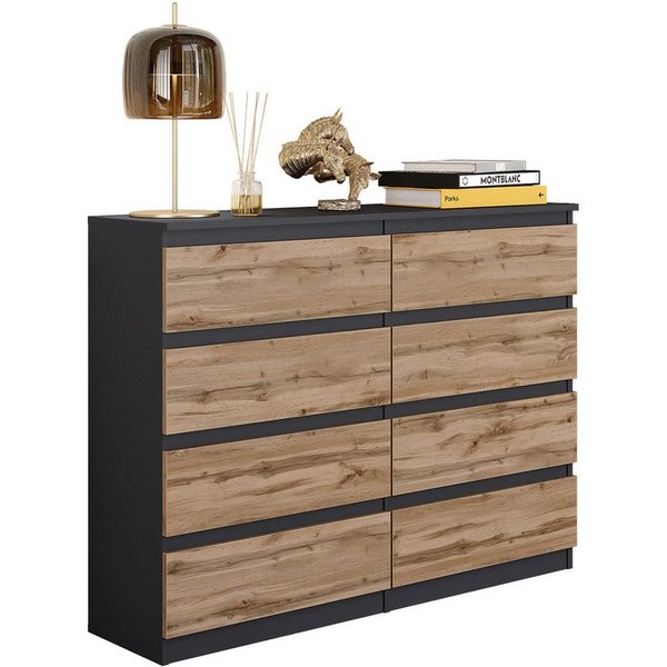 Furnica Kommode Highboard, 8 Schubladen, Sideboard, Breite 120cm Höhe 92cm