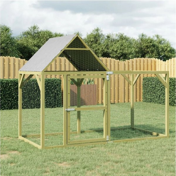 furnicato Hühnerstall Hühnerkäfig aus massivem Kiefernholz grün, 200x100x150 cm, Wetterfestes Hühnerhaus mit abschließbarer Tür und robustem Draht
