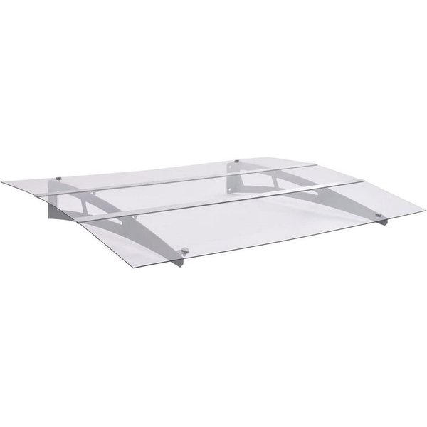 furnicato Markise Türvordach aus massivem PET, silbern-transparent, 150 x 90 cm (1-St) Wetterfeste Eingangsprise mit stabilen Stahlbügeln für den Eingang