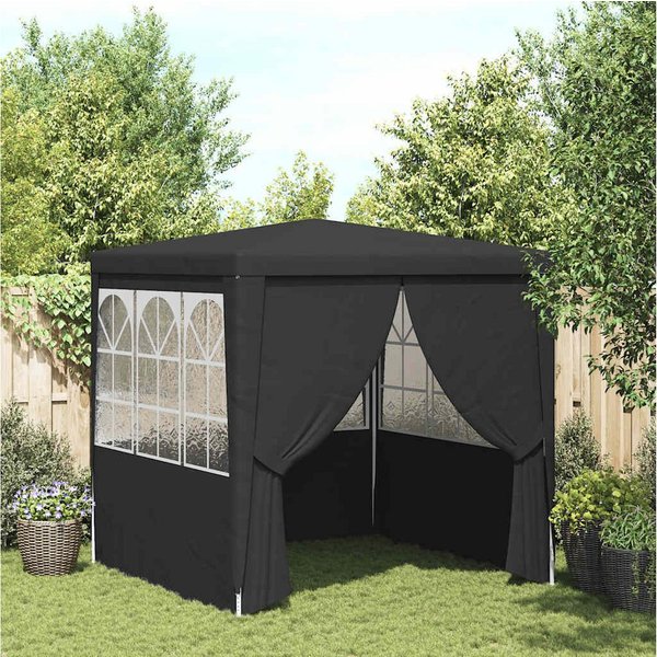 furnicato Partyzelt Anthrazit 2,5x2,5x2,4 m mit UV- und wasserbeständigem, Wetterfestes Gartenpavillon mit Seitenwänden und Reißverschluss-Tür
