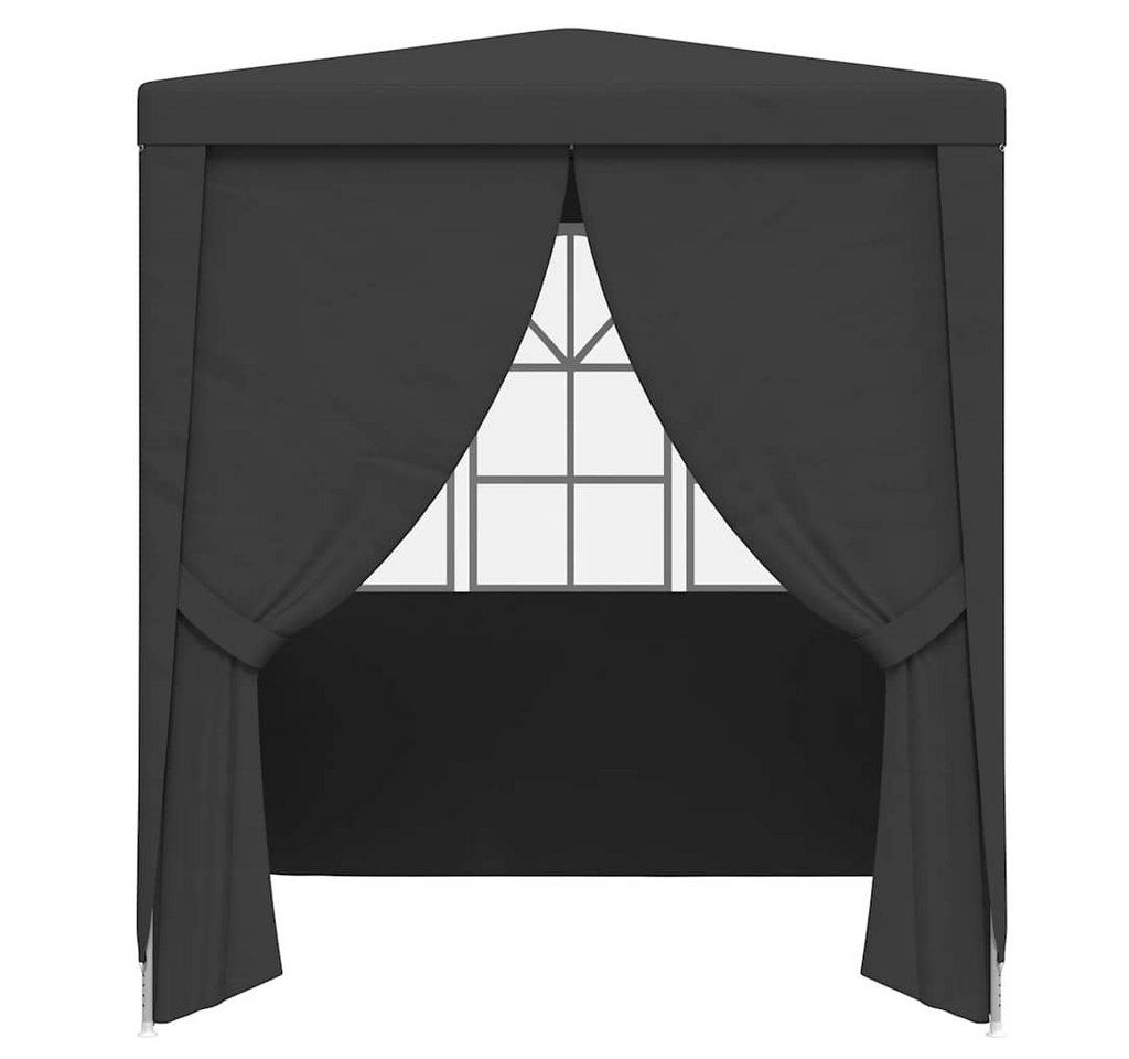 furnicato Partyzelt Anthrazit 2,5x2,5x2,4 m mit UV- und wasserbeständigem, Wetterfestes Gartenpavillon mit Seitenwänden und Reißverschluss-Tür – Bild 4 von 5