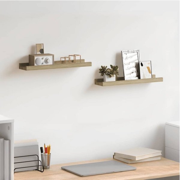furnicato Wandregal 40 x 9 x 3 cm Sonoma-Eiche, 2-tlg., Stabile Wandablage mit hoher Tragkraft für dein Wohnzimmer